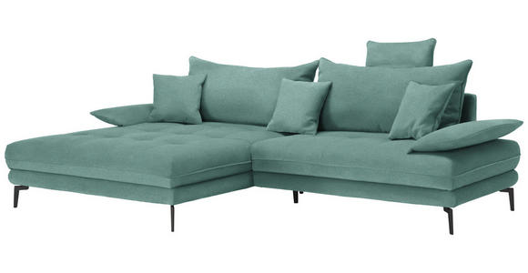 ECKSOFA in Mikrofaser Mintgrün  - Schwarz/Mintgrün, MODERN, Textil/Metall (173/297cm) - Carryhome