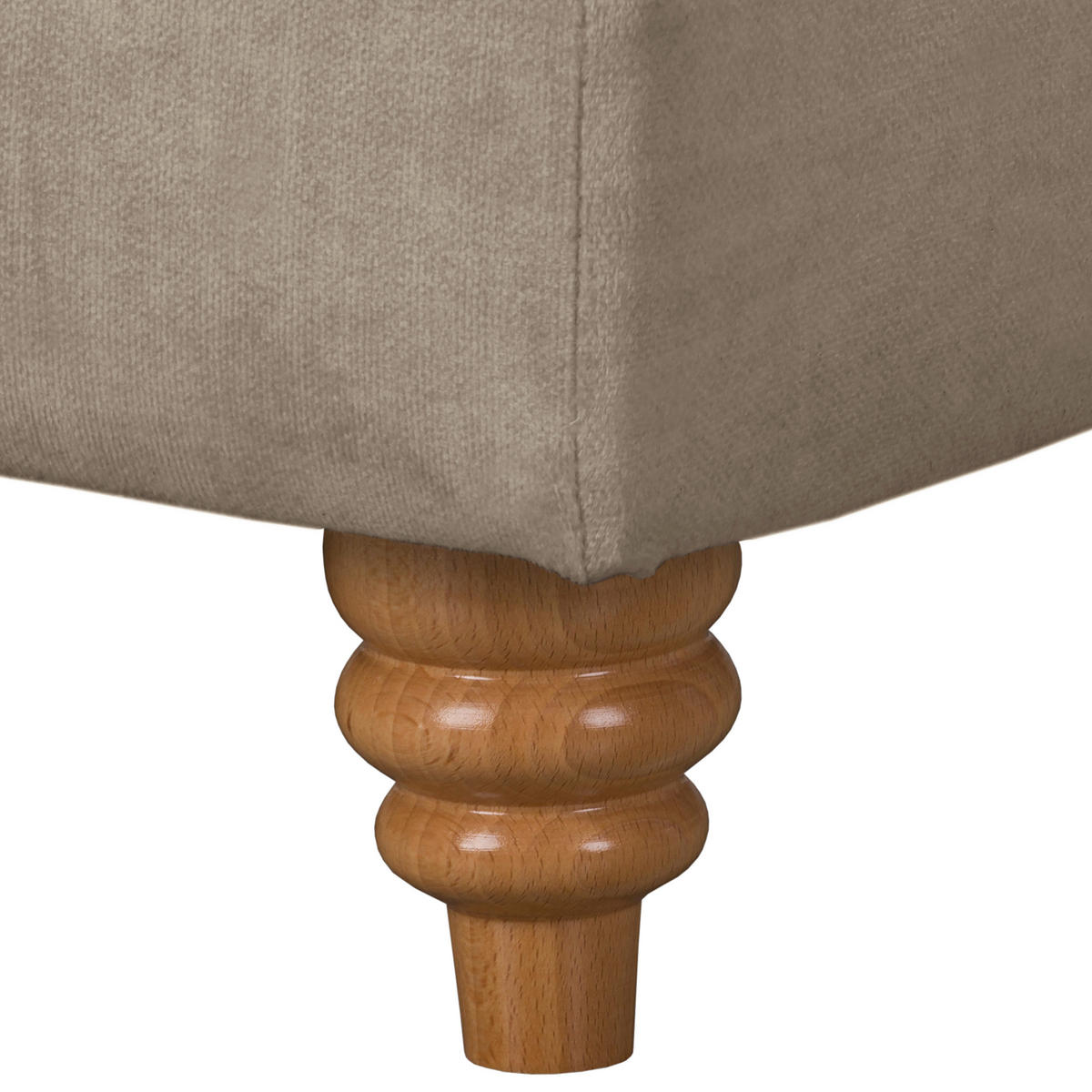 HOCKER in Textil Taupe  - Taupe/Braun, Design, Holz/Textil (96/35/62cm) - P & B