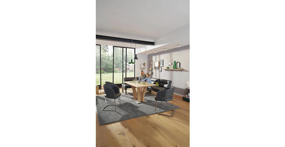 ECKBANK 171/236 cm in Graphitfarben, Edelstahlfarben - Edelstahlfarben/Dunkelgrau, Design, Leder/Metall (171/236cm) - Dieter Knoll
