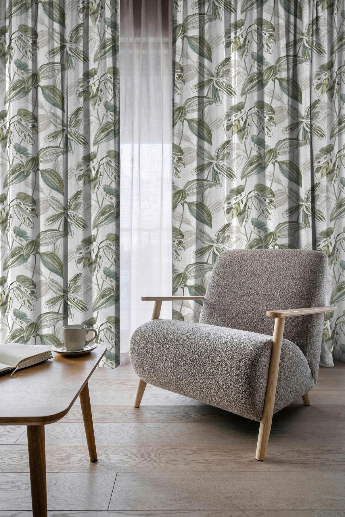 VORHANGSTOFF per lfm blickdicht  - Salbeigrün/Hellgrün, KONVENTIONELL, Textil (148cm) - Esposa