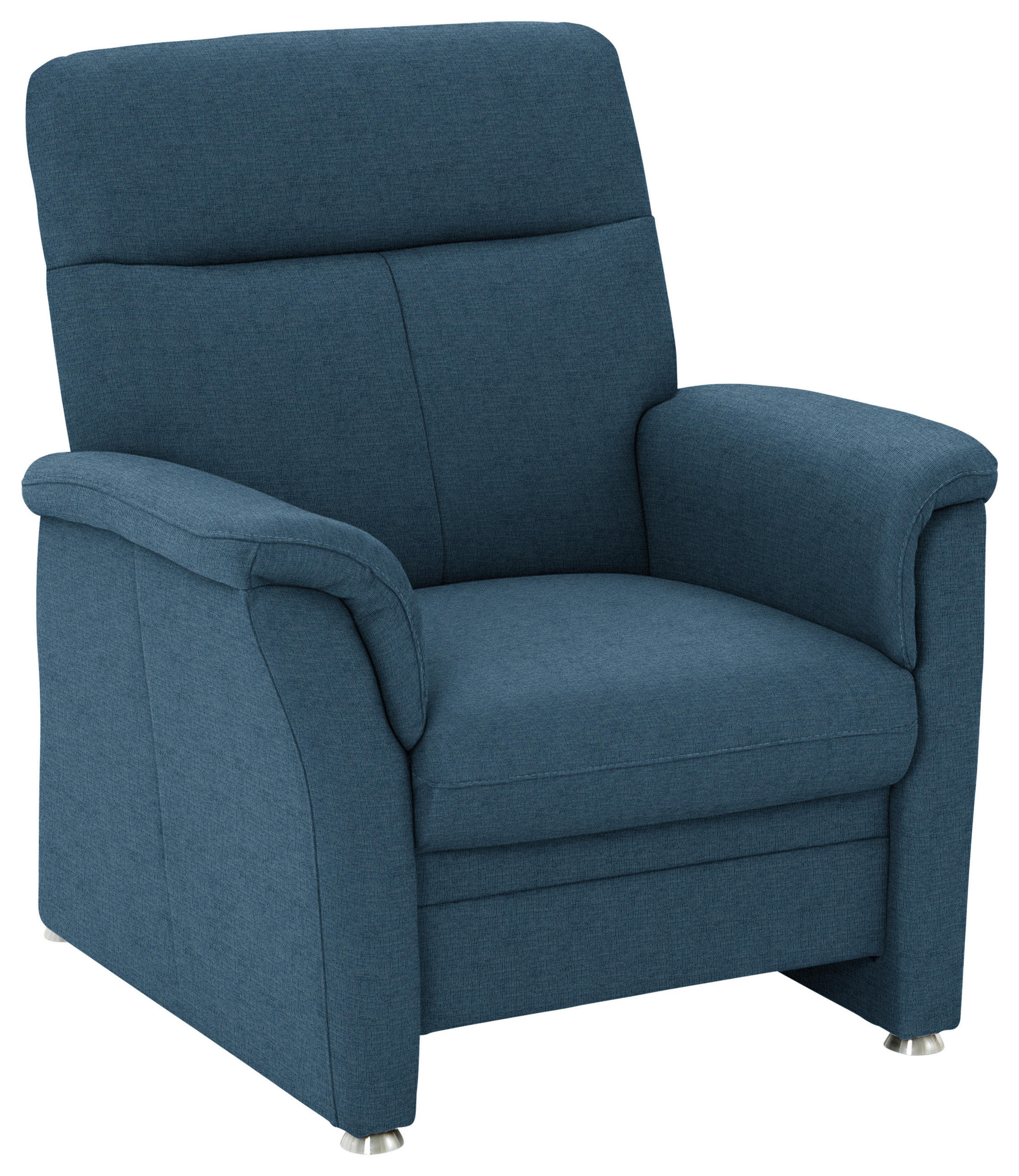 SESSEL Flachgewebe Blau  - Blau/Alufarben, Konventionell, Textil/Metall (90/100/89cm) - Beldomo Comfort