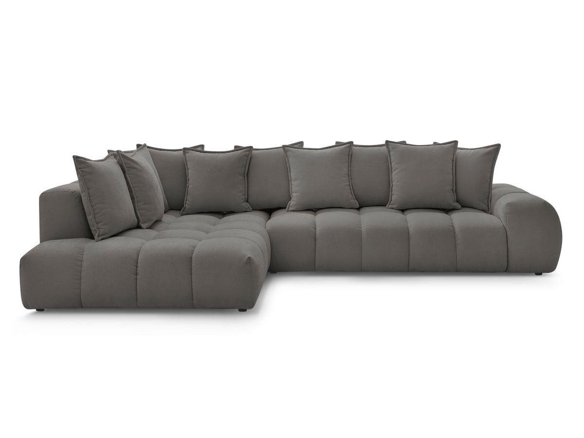 ECKSOFA Ottomane links  EVEREST Dunkelgrau Struktur  - Dunkelgrau/Schwarz, MODERN, Kunststoff/Textil (210/352cm)
