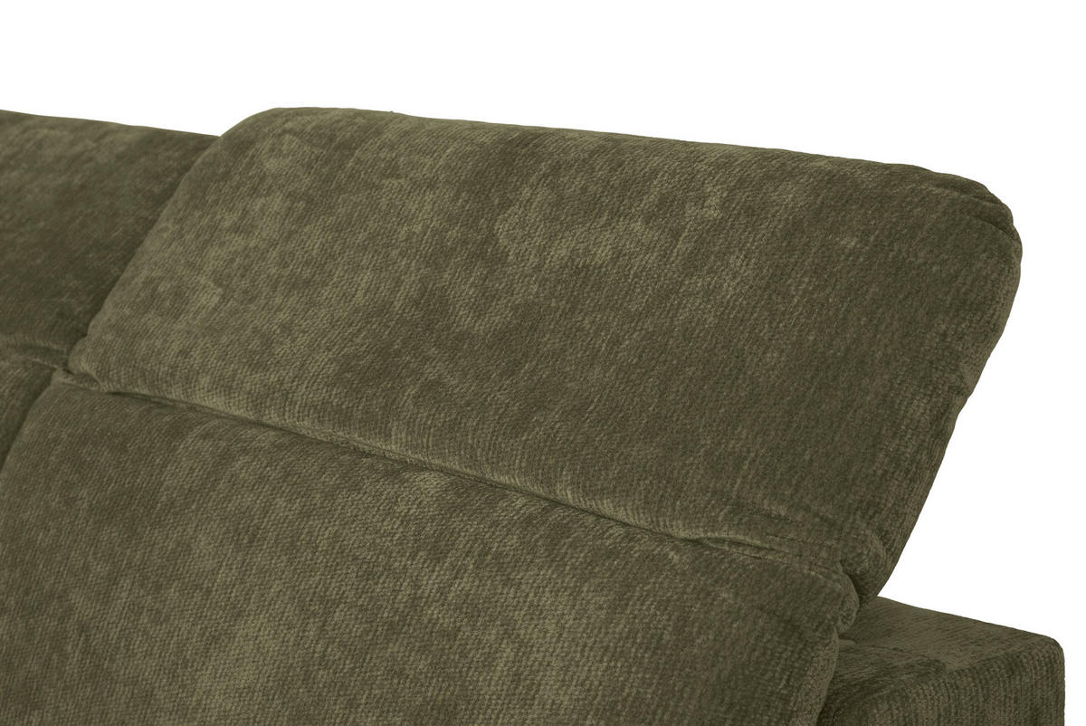 ECKSOFA Grün Chenille Kopfteilverstellung, Sitztiefenverstellung  - Schwarz/Grün, Design, Textil/Metall (243/307cm) - Xora