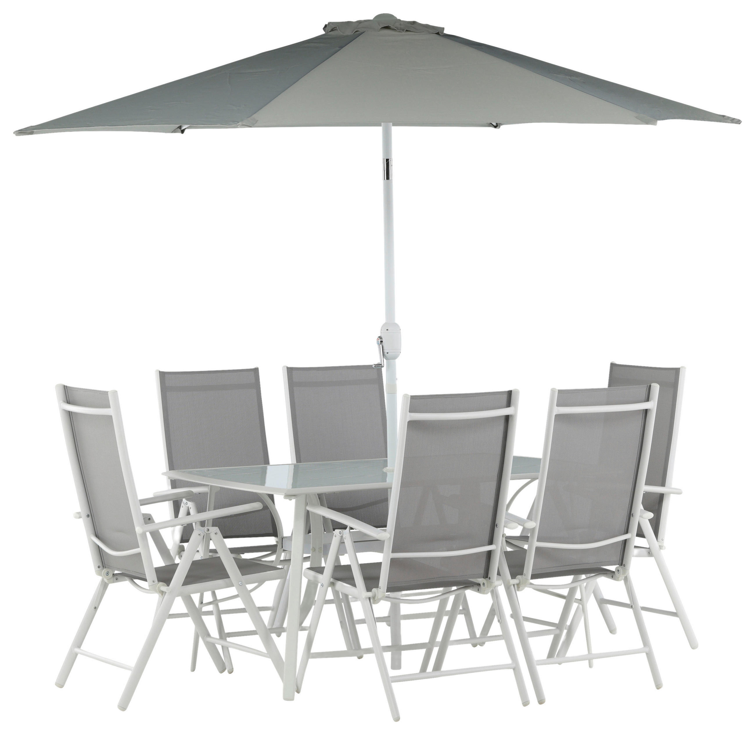 TRÄDGÅRDSGRUPP  - vit/ljusgrå, Basics, metall/glas