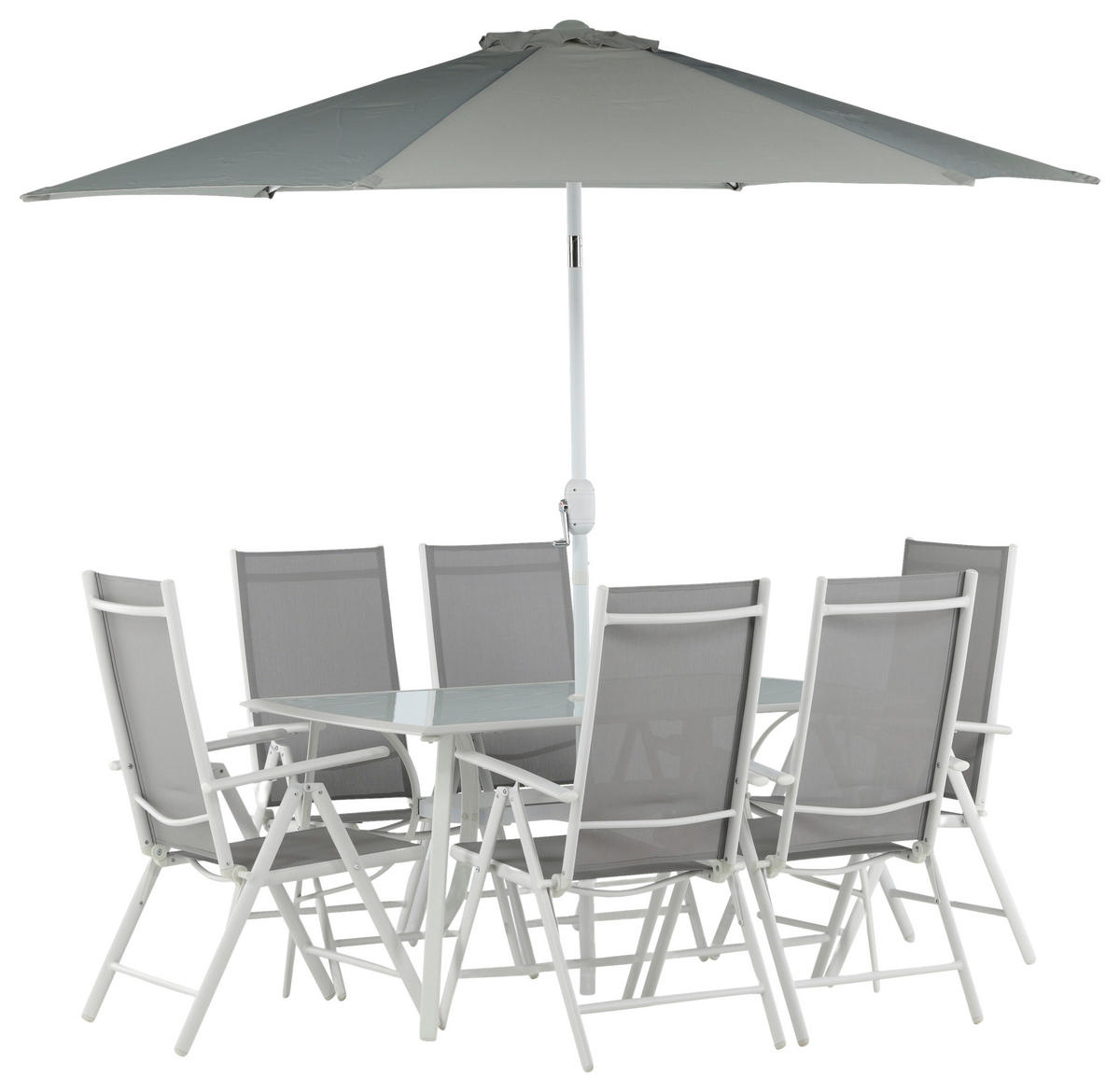 TRÄDGÅRDSGRUPP  - vit/ljusgrå, Basics, metall/glas