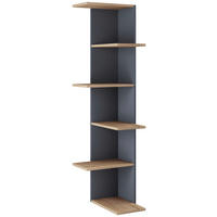 Etajeră De Colț 37/140/37 cm, negru, stejar miere,  - stejar miere/alb, Lifestyle, material pe bază de lemn (37/140/37cm) - MID.YOU