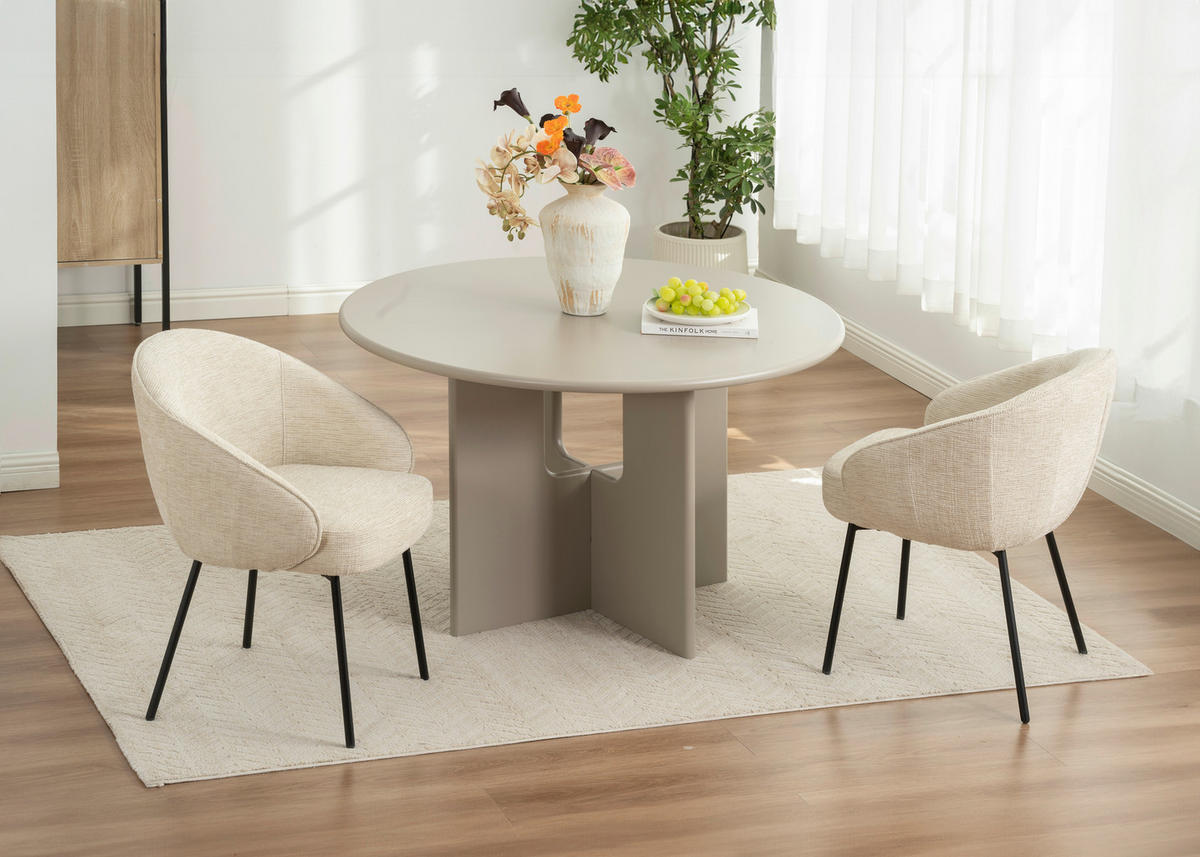 ARMLEHNSTUHL  in Eisen Leinenoptik  - Beige/Schwarz, Basics, Holz/Textil (60/81/62cm) - Livetastic