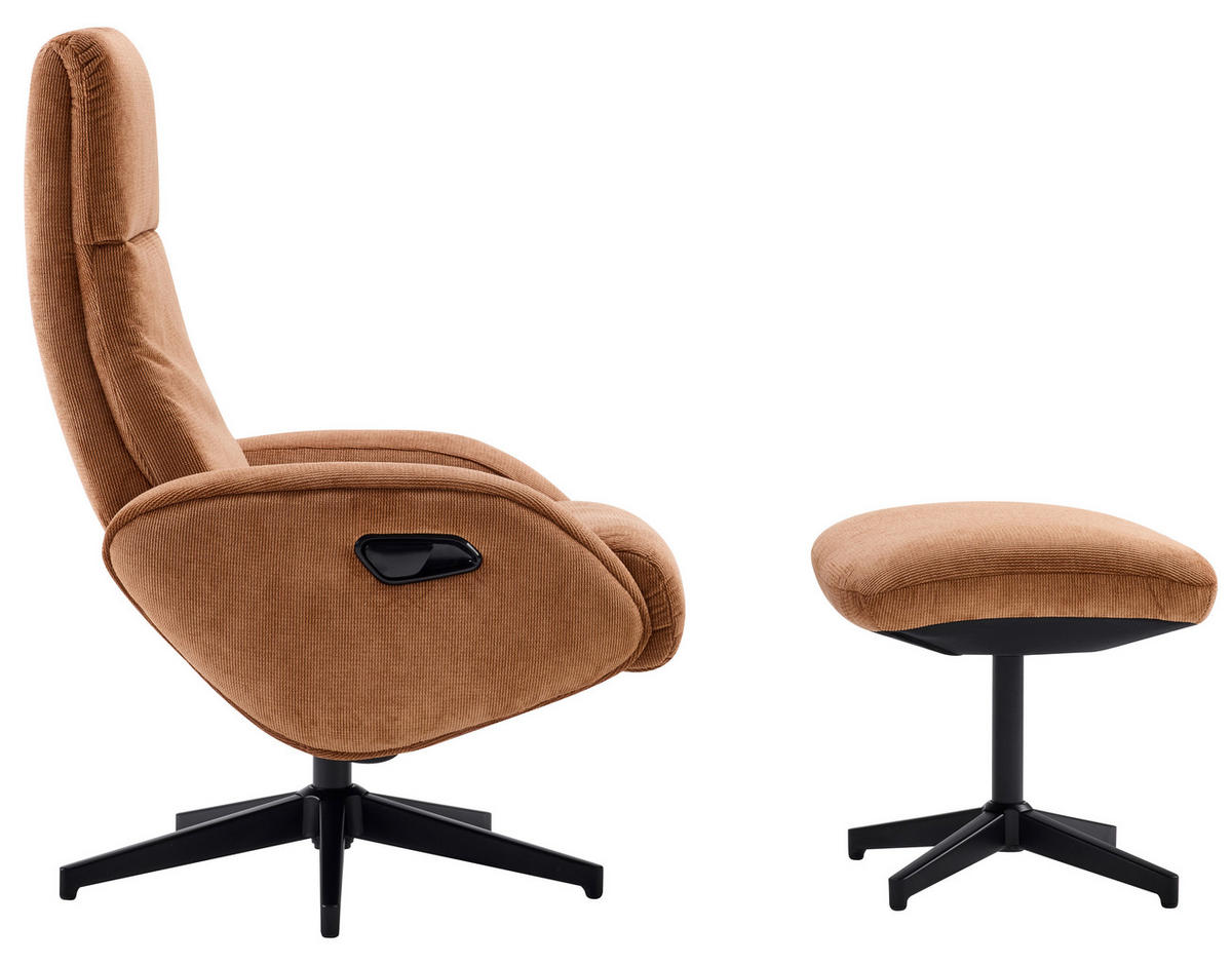RELAXSESSELSET BASTY Webstoff Hocker    - Rostfarben/Schwarz, Design, Textil/Metall (75/107/77cm) - Livetastic
