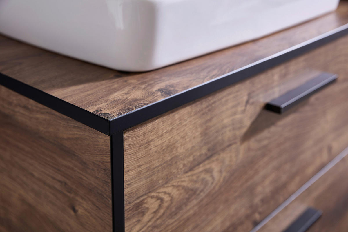TOPPSKIVA FÖR TVÄTTSTÄLL  - svart/ekfärgad, Design, trämaterial (73/44,5/1,6cm) - Xora