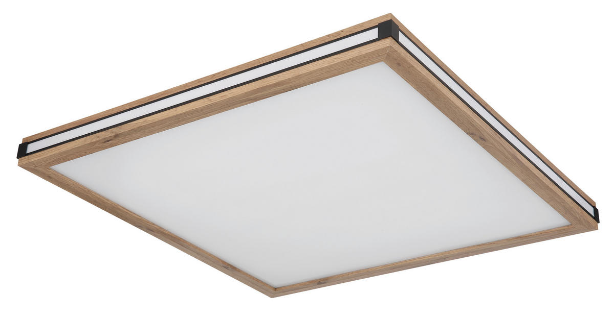LED-TAKLAMPA 36 W 60/60/7,5 cm  - vit/opal, Natur, metall/trämaterial (60/60/7,5cm) - Globo