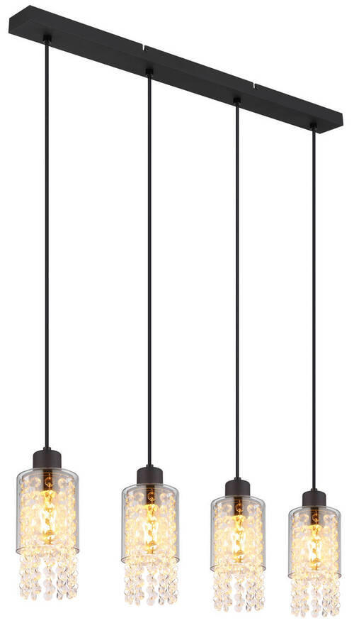 LAMPĂ SUSPENDATĂ 73/10/120 cm  - străveziu/negru, Konventionell, sticlă/metal (73/10/120cm) - Globo