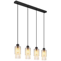 LAMPĂ SUSPENDATĂ 73/10/120 cm  - străveziu/negru, Konventionell, sticlă/metal (73/10/120cm) - Globo
