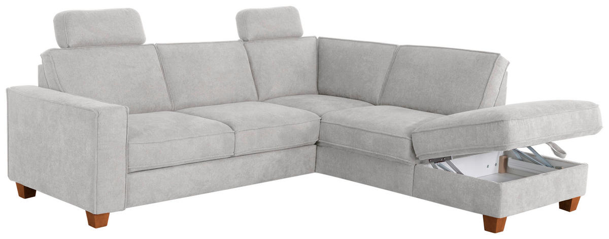 ECKSOFA in Flachgewebe Silberfarben  - Eichefarben/Silberfarben, Konventionell, Holz/Textil (236/213cm) - Sit & More