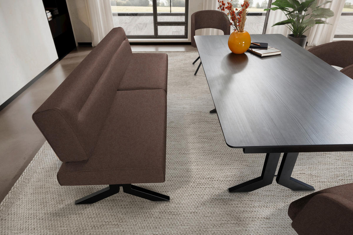 SITZBANK in Metall, Textil Braun  - Schwarz/Braun, Konventionell, Textil/Metall (220/87/70cm) - Moderano