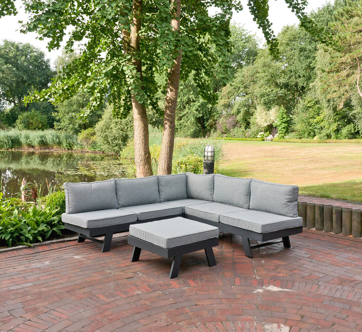 LOUNGEGARNITUR 3-teilig   Aluminium  - Schwarz/Grau, Basics, Kunststoff/Textil - Gardenson