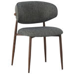 STUHL Webstoff Grau, Nussbaumfarben  - Nussbaumfarben/Grau, Design, Textil/Metall (53/79/58cm) - Novel