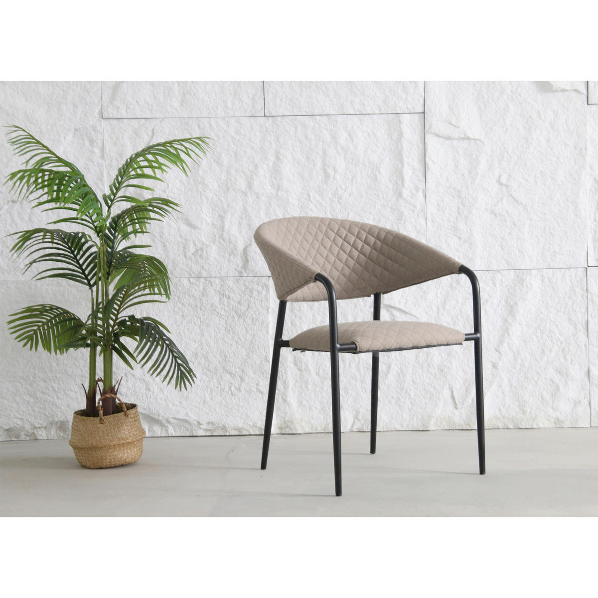 STAPELSESSEL in Metall, Textil Naturfarben, Sandfarben  - Sandfarben/Anthrazit, MODERN, Textil/Metall (58/83/66cm) - Gardenson