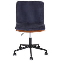 DREHSTUHL  in Cord, Lederlook Braun, Blau  - Blau/Schwarz, MODERN, Kunststoff/Textil (42/98/45cm) - MID.YOU