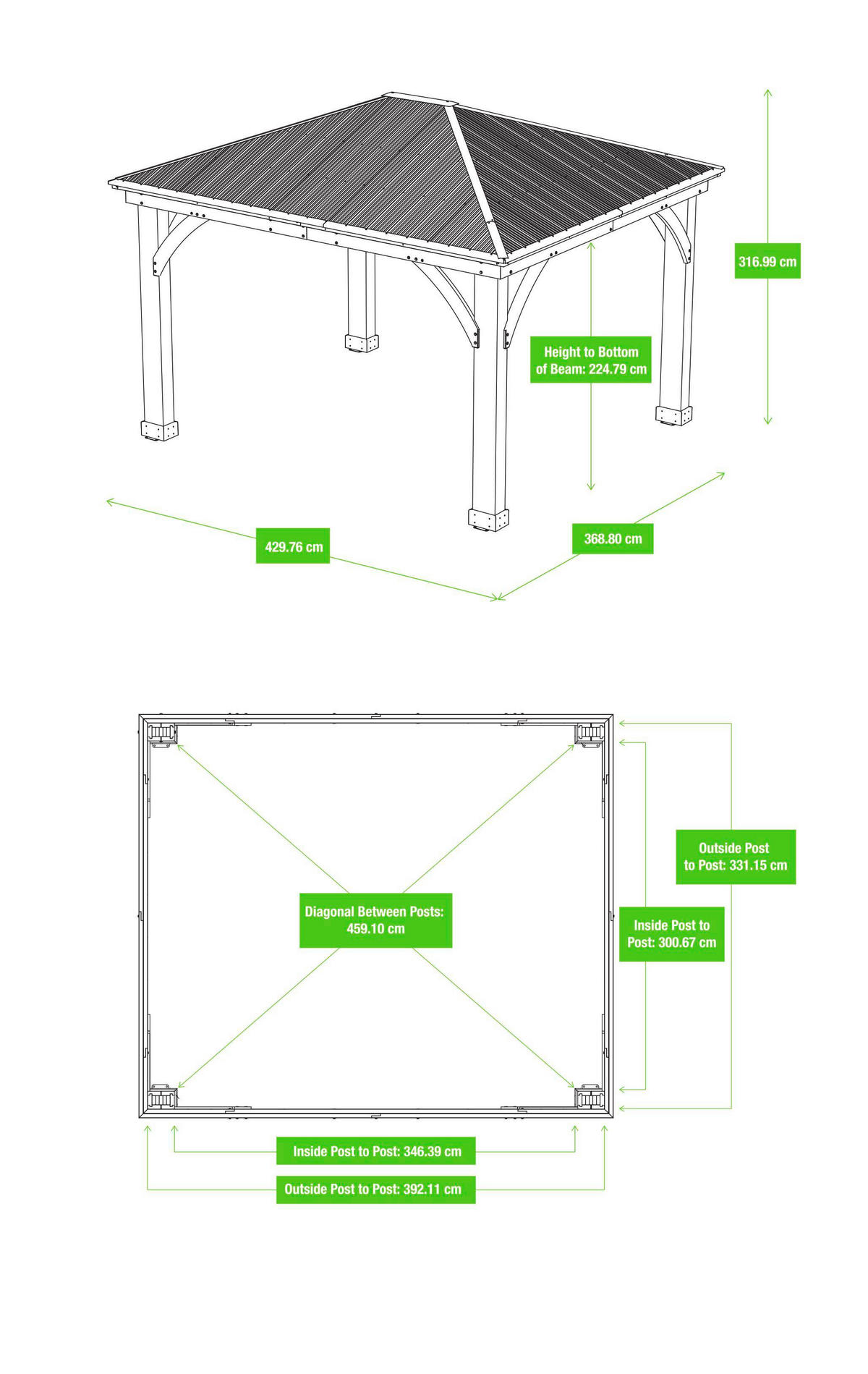 PAVILLON 427/317,5/365 cm   - Bronzefarben/Mokka, Basics, Holz/Metall (427/317,5/365cm)