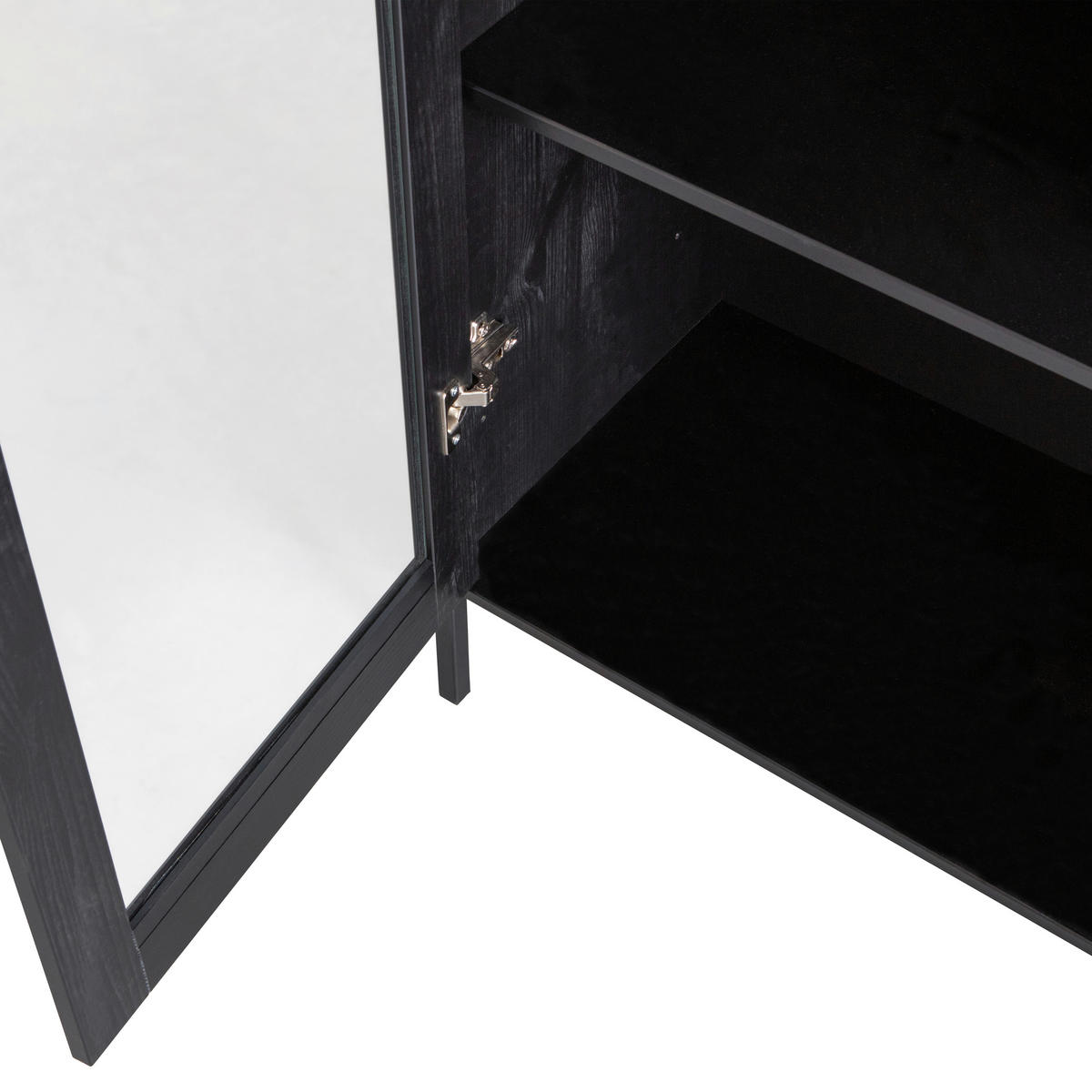 VITRINE  in massiv Kiefer Schwarz  - Schwarz, Design, Glas/Holz (100/155/40cm) - Livetastic