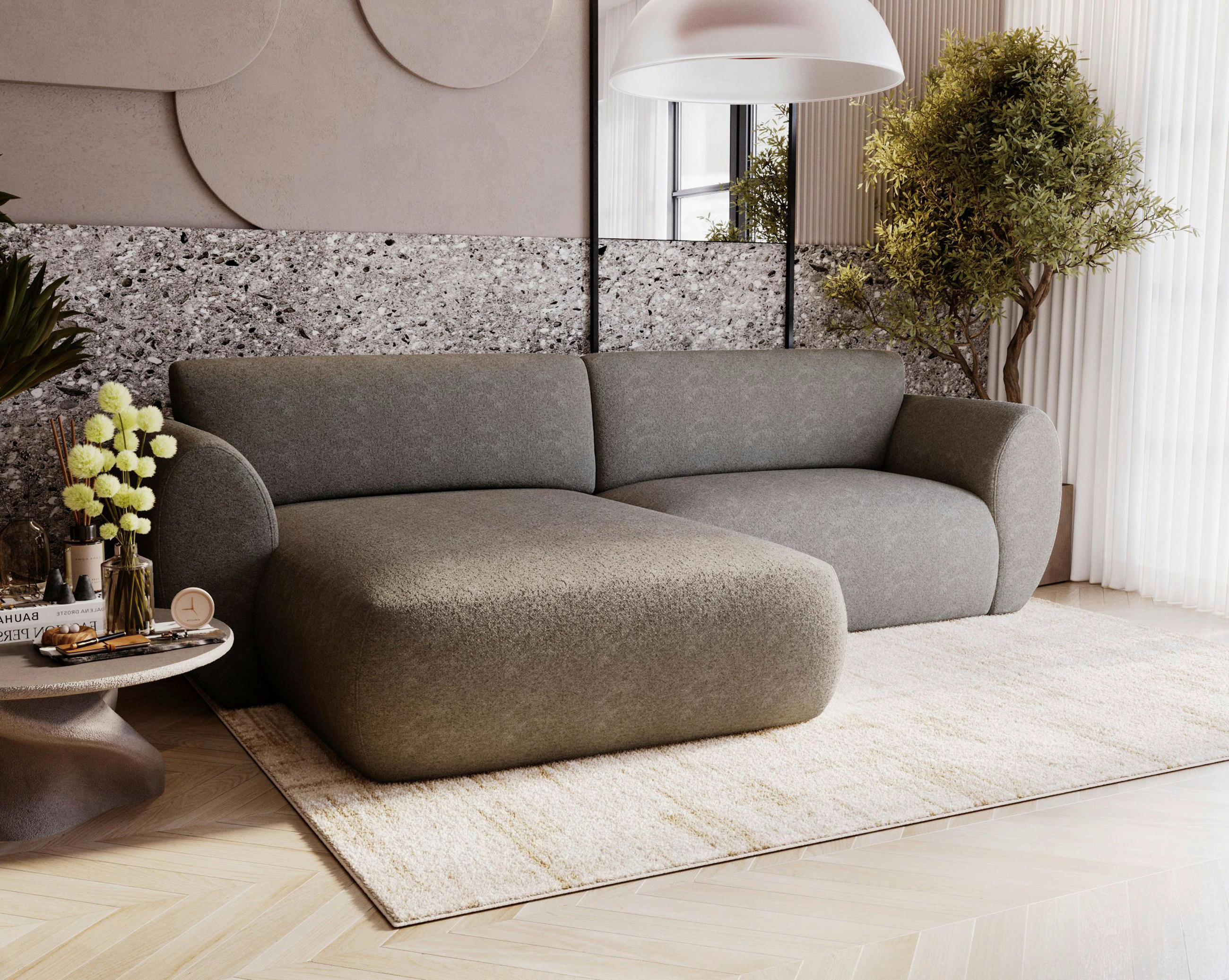 ECKSOFA SOLIS Beige Chenille  - Beige/Creme, Design, Kunststoff/Textil (170/288cm) - Livetastic