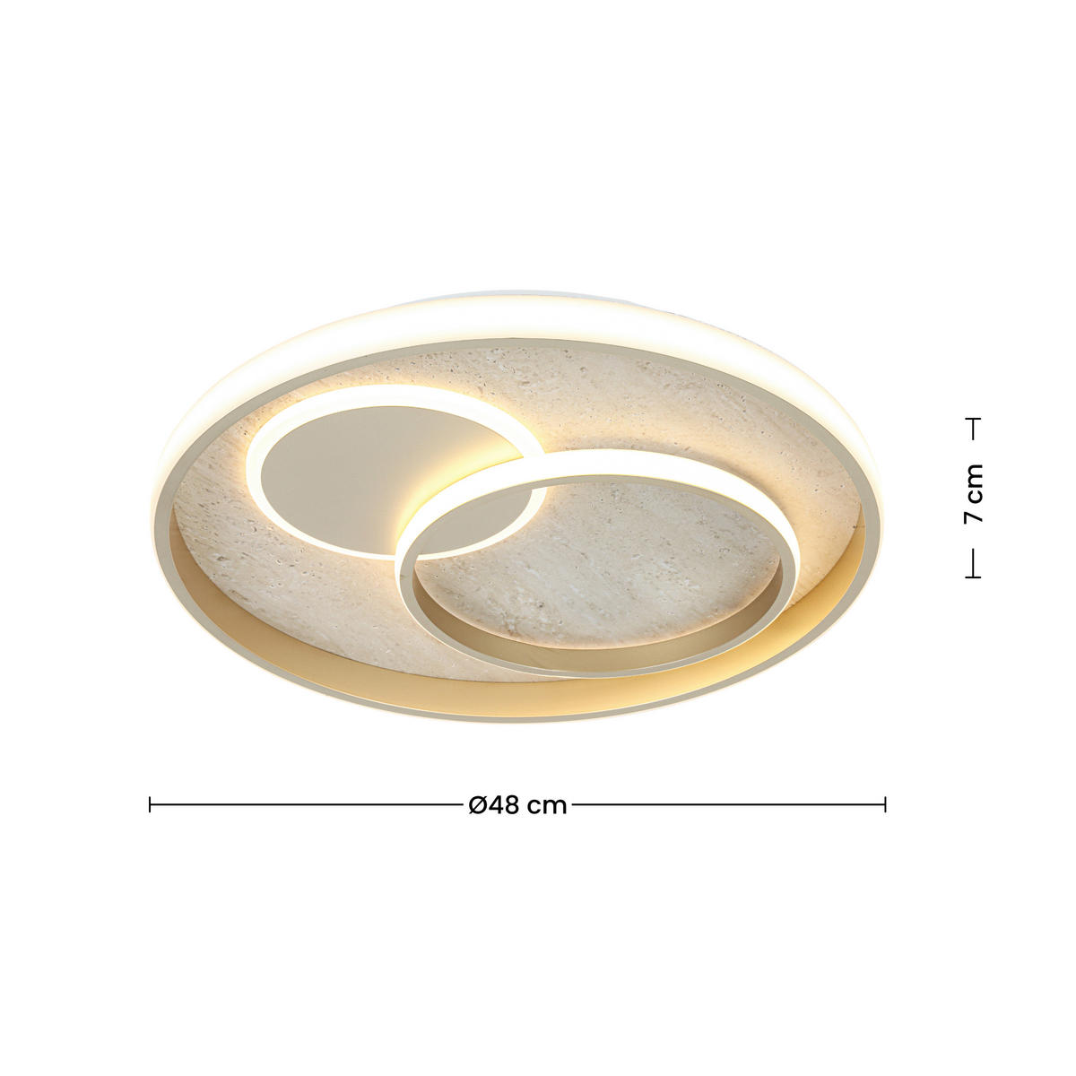 DECKENLEUCHTE  48/7 cm    - Champagner, Trend, Kunststoff/Metall (48/7cm) - Collett's Monde