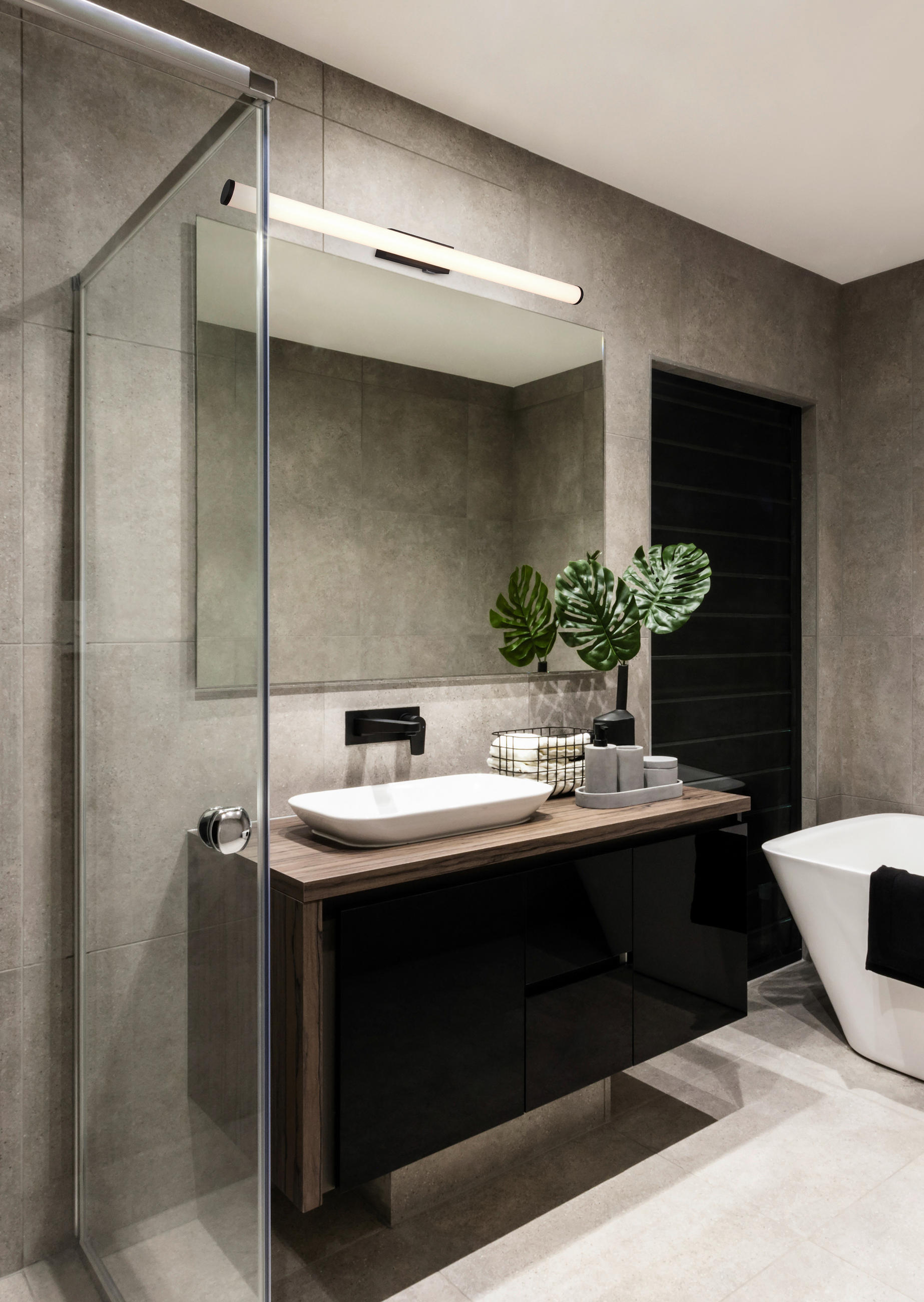 BADEZIMMER-WANDLEUCHTE 80/5,5 cm   - Schwarz/Weiß, Basics, Kunststoff/Metall (80/5,5cm) - Trio Leuchten