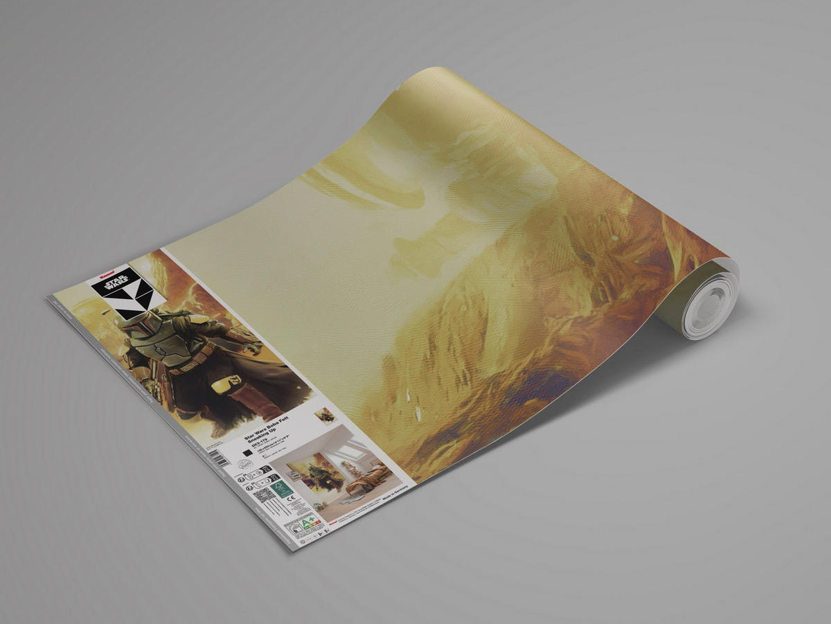 FOTOTAPETE BOBA FETT SNEAKING UP  - Braun, Design, Textil (150/250cm) - Star Wars