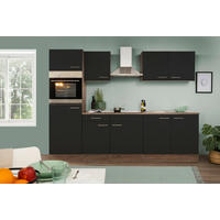 KÜCHENBLOCK 270 cm   in Schwarz, Eichefarben  - Edelstahlfarben/Eichefarben, Design, Holzwerkstoff/Metall (270cm) - Respekta