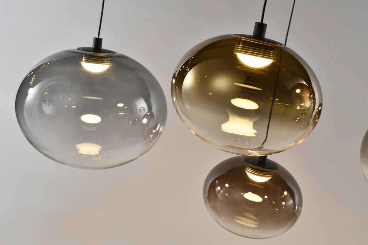 LED-HÄNGELEUCHTE Pesaro 128/170/20 cm  - Schwarz, Design, Glas/Metall (128/170/20cm)