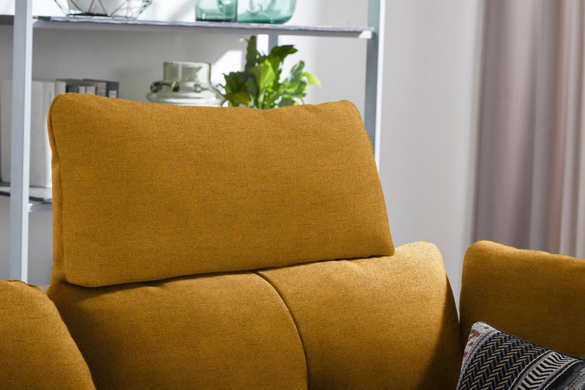ECKSOFA in Flachgewebe Currygelb  157/344 cm  - Currygelb/Schwarz, Design, Textil/Metall (157/344cm) - Chilliano