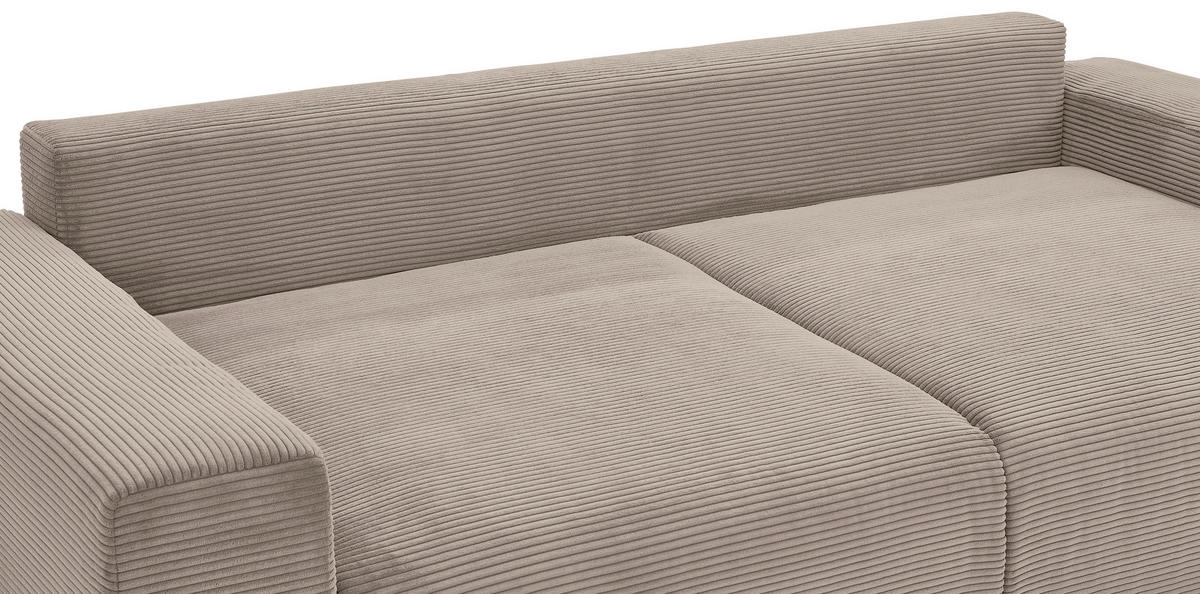 SCHLAFSOFA in Cord Taupe  - Taupe/Buchefarben, Konventionell, Holz/Kunststoff (255/86/123cm) - Livetastic