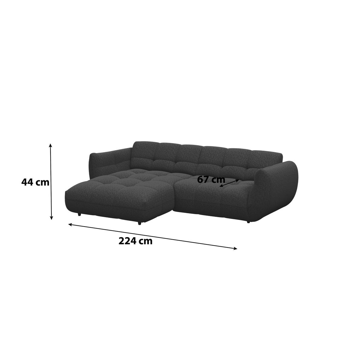 ECKSOFA Dunkelblau Chenille  - Dunkelgrün/Schwarz, Trend, Kunststoff/Textil (178/280cm) - MID.YOU