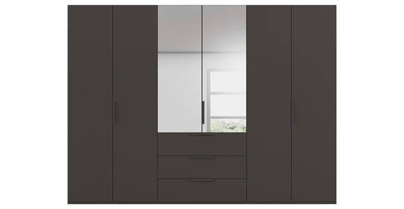DREHTÜRENSCHRANK 301/223/61 cm,  in Graphitfarben, 6-türig  - Graphitfarben, Basics, Glas/Holzwerkstoff (301/223/61cm) - Novel