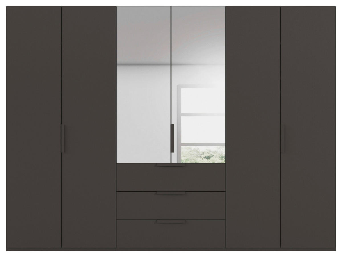 DREHTÜRENSCHRANK 301/235/61 cm,  in Graphitfarben, 6-türig  - Graphitfarben, Basics, Glas/Holzwerkstoff (301/235/61cm) - Novel