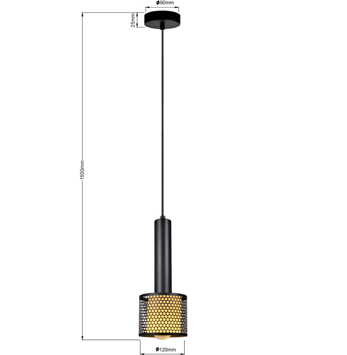 ZÁVĚSNÉ SVÍTIDLO, 12/150 cm  - černá, Basics, kov (12/150cm)