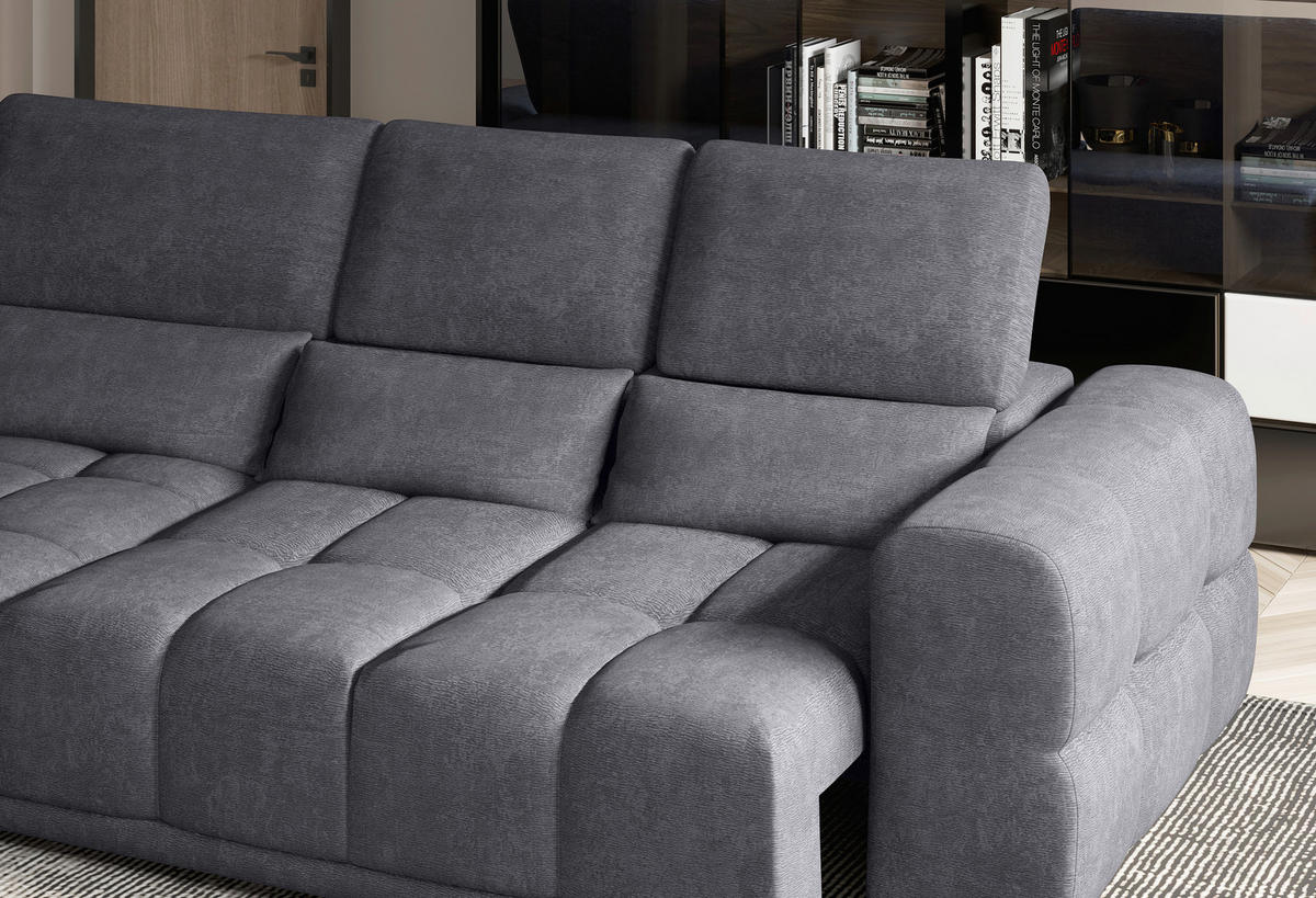 HÖRNSOFFA i chenille mörkgrå  - mörkgrå/svart, Klassisk, textil/plast (203/290cm) - MID.YOU