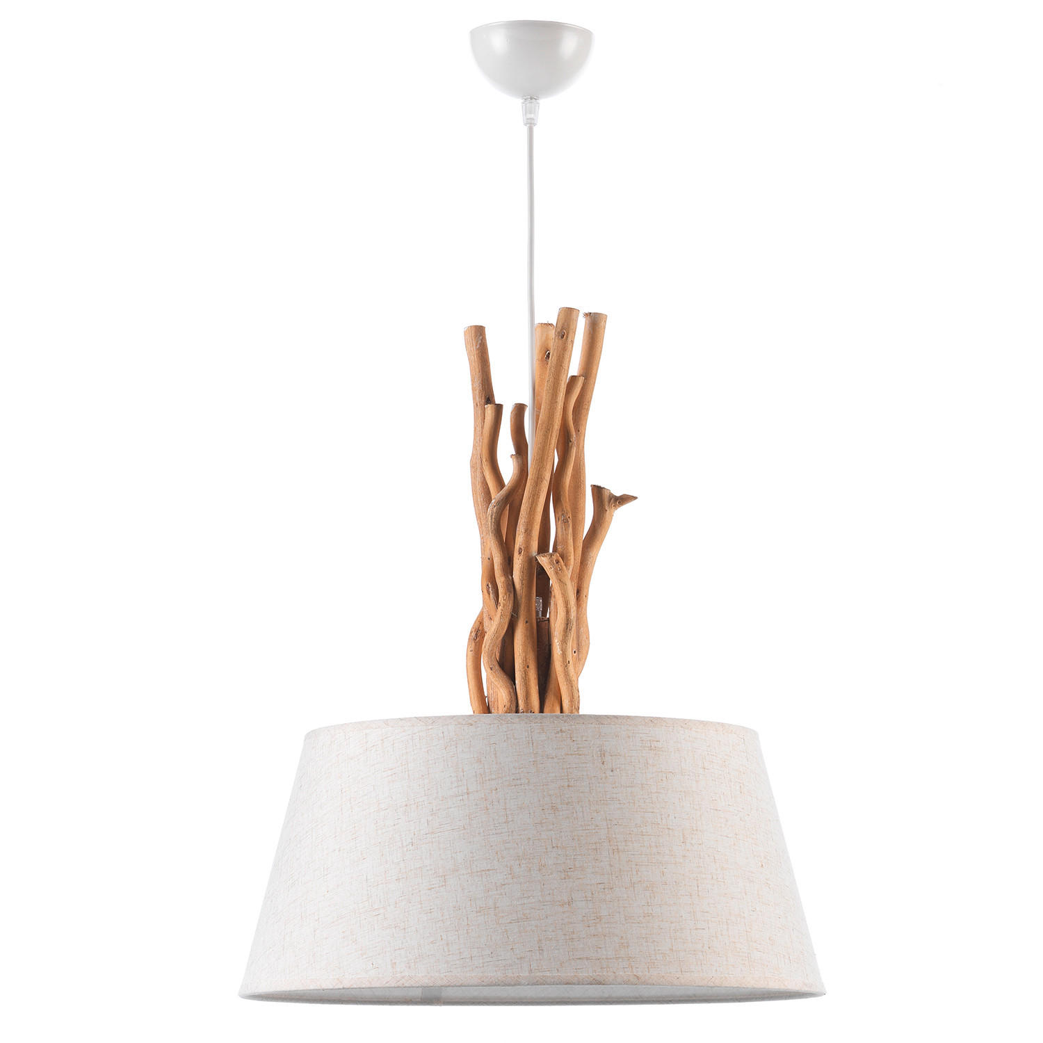 HÄNGELEUCHTE 45/110 cm  - Hellbraun/Weiß, Natur, Holz/Textil (45/110cm)