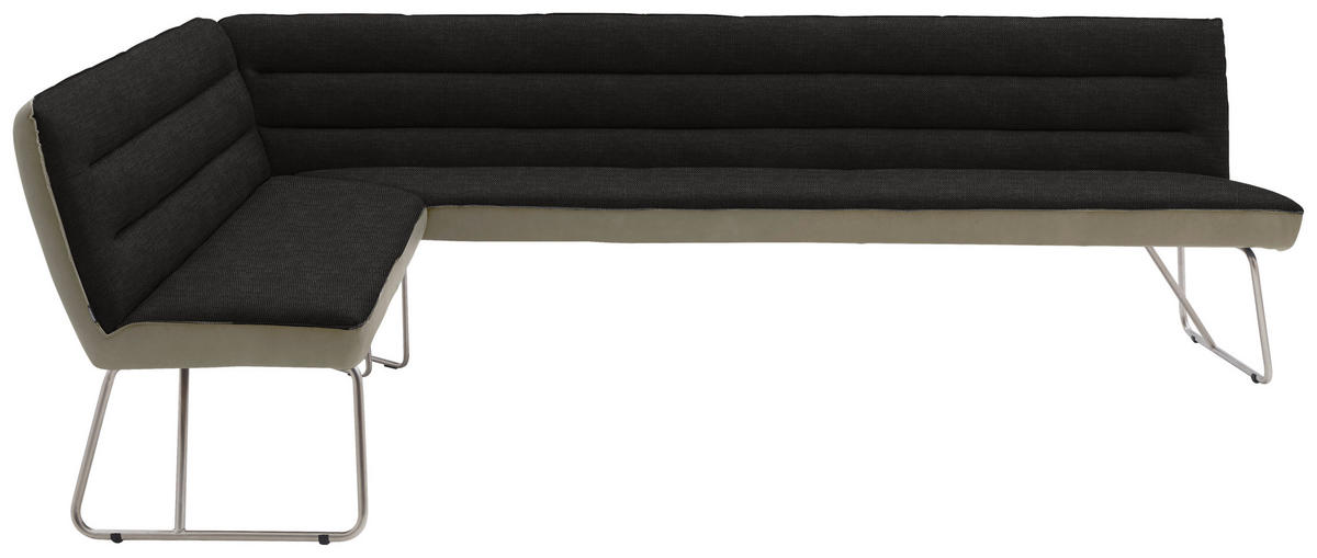 ECKBANK 184/304 cm  in Anthrazit, Edelstahlfarben, Greige  - Edelstahlfarben/Greige, Design, Textil/Metall (184/304cm) - Dieter Knoll