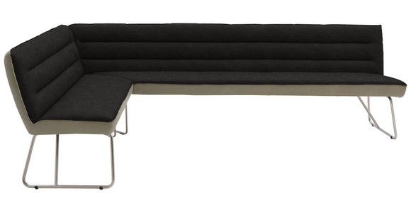 ECKBANK 174/264 cm  in Anthrazit, Schwarz, Greige  - Greige/Anthrazit, Design, Textil/Metall (174/264cm) - Dieter Knoll