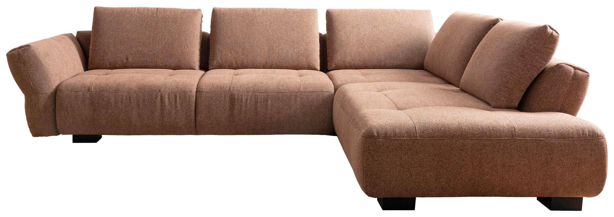 ECKSOFA Kupferfarben Chenille  - Schwarz/Kupferfarben, KONVENTIONELL, Holz/Textil (324/234cm) - Belluti