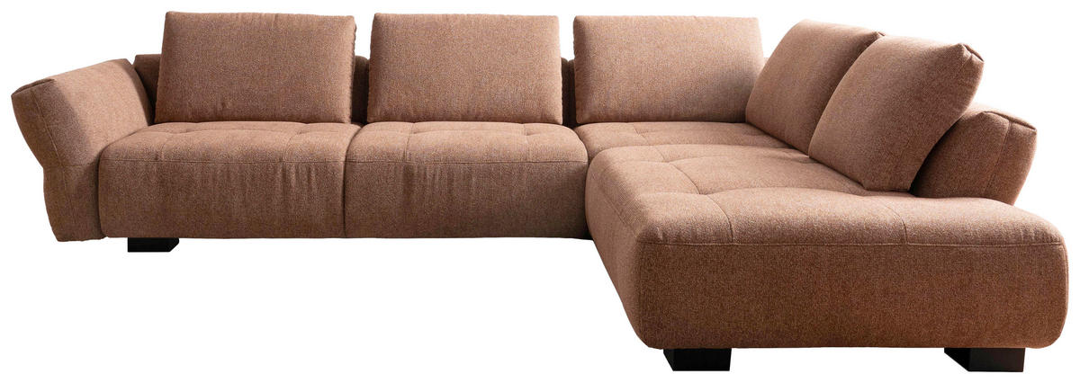 ECKSOFA Kupferfarben Chenille  - Schwarz/Kupferfarben, KONVENTIONELL, Holz/Textil (324/234cm) - Belluti