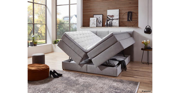 BOXSPRINGBETT 180/200 cm  in Hellgrau  - Hellgrau/Schwarz, KONVENTIONELL, Kunststoff/Textil (180/200cm) - Carryhome