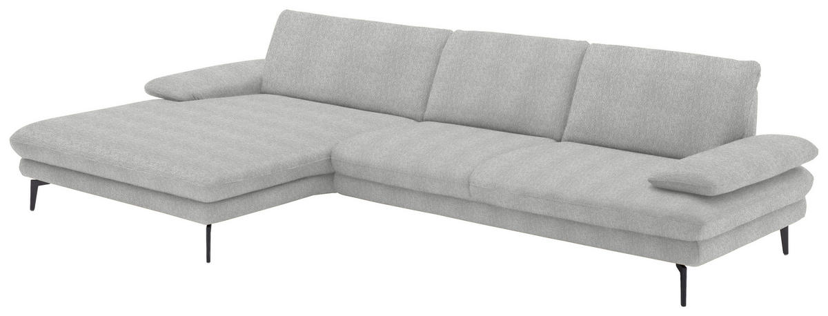 ECKSOFA in Chenille Ecru  - Ecru/Schwarz, Design, Textil/Metall (180/310cm) - Dieter Knoll