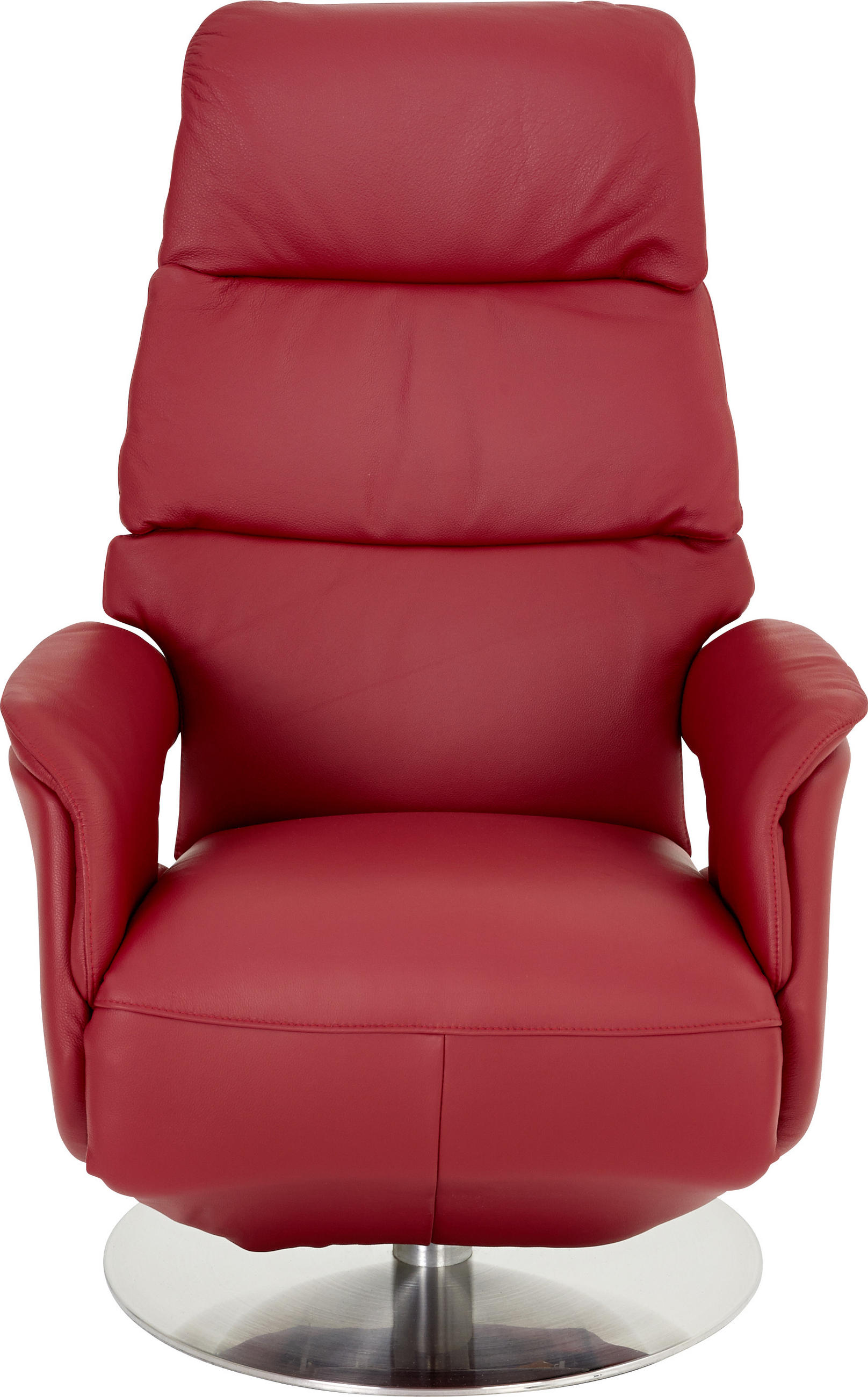 RELAXSESSEL Echtleder Relaxfunktion    - Edelstahlfarben/Rot, Design, Leder/Metall (71/107/80cm) - Welnova
