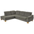 ECKSOFA in Flachgewebe Braun, Grün  - Wildeiche/Braun, Natur, Holz/Textil (243/301cm) - Voleo