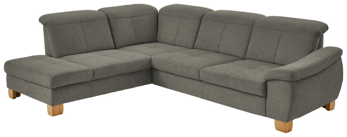 ECKSOFA in Flachgewebe Braun, Grün  - Wildeiche/Braun, Natur, Holz/Textil (243/301cm) - Voleo
