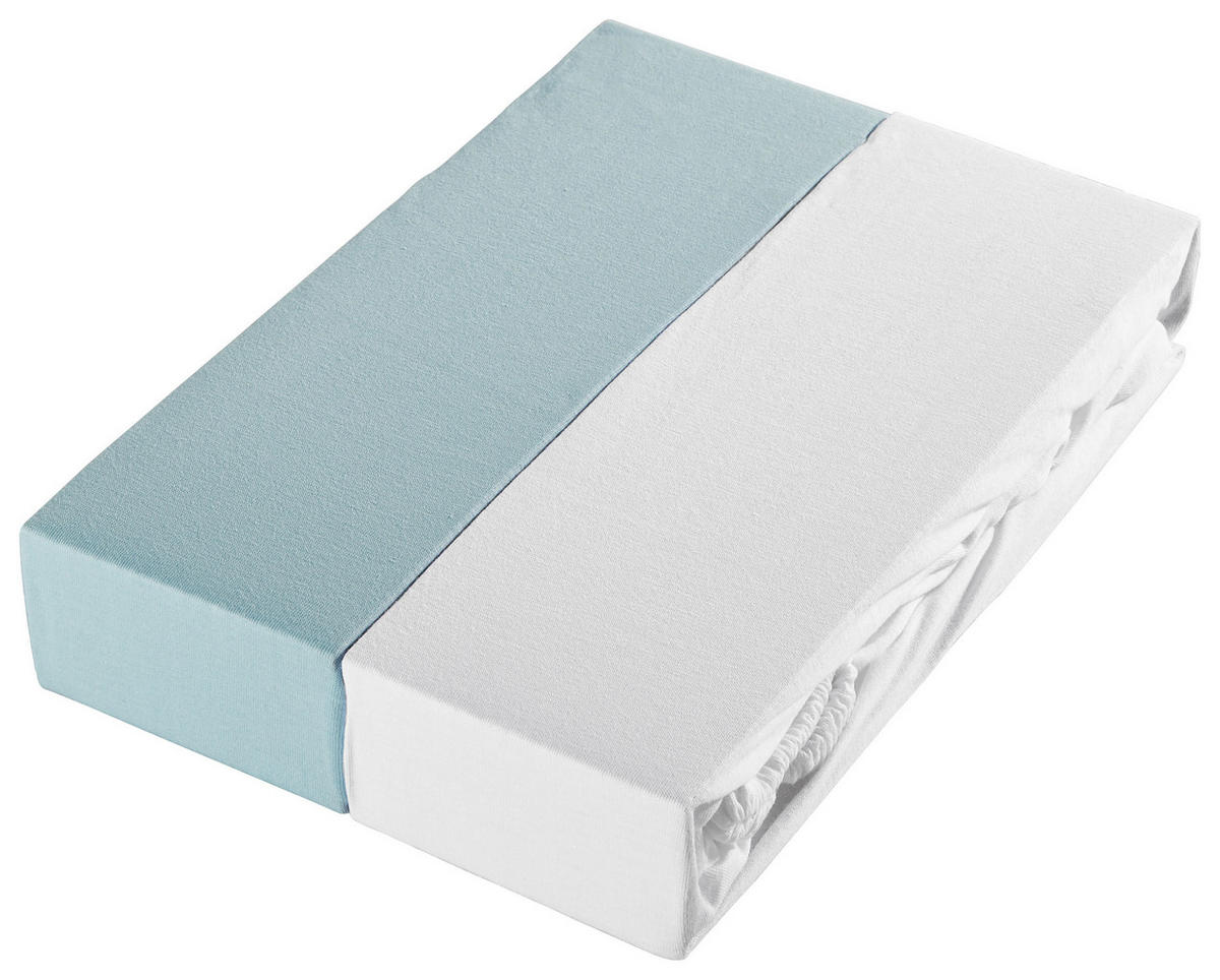 KINDERSPANNLEINTUCH 60-70/120-140 cm   - Weiß/Hellblau, Basics, Textil (60-70/120-140cm) - My Baby Lou