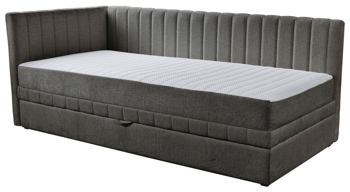 SCHLAFSOFA in Struktur Grau  - Schwarz/Grau, Design, Holz/Holzwerkstoff (212/83/99cm) - MID.YOU