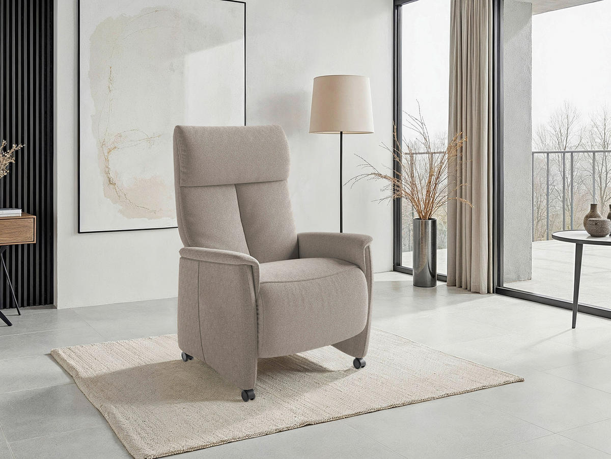 RELAXSESSEL Textil Taupe  - Taupe/Schwarz, Basics, Kunststoff/Textil (76/110/84cm) - Sit & More